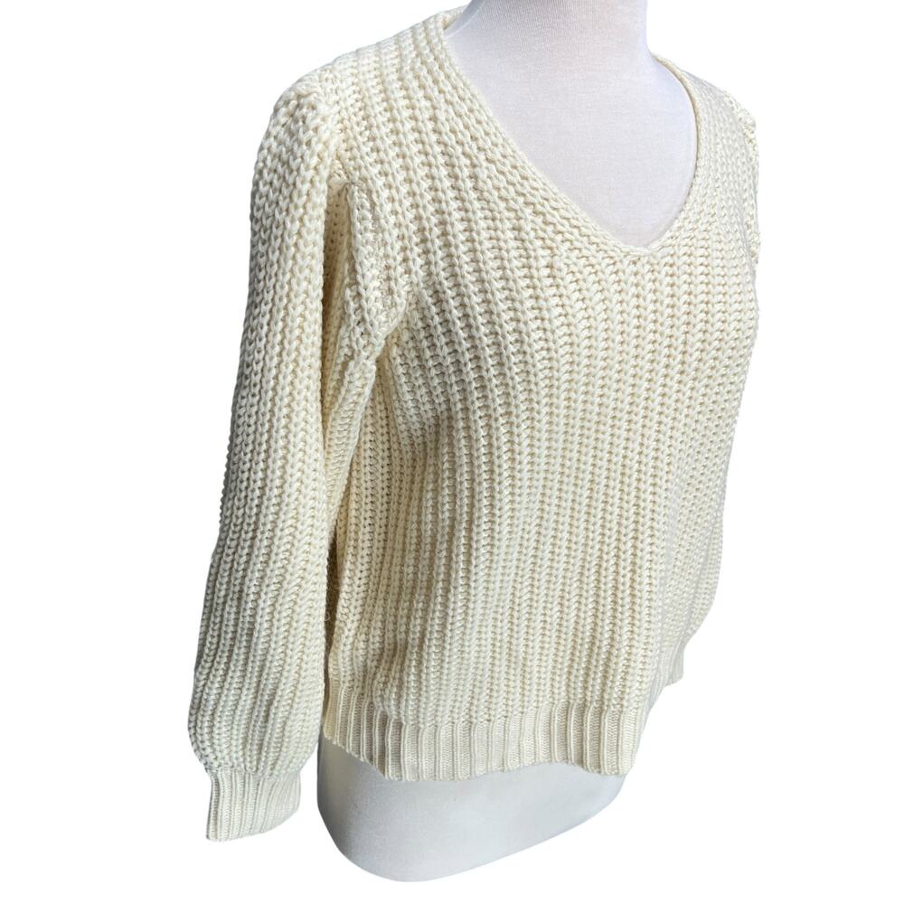 Womens Chunky Knit Pullover Sweater Sz M Balloon Sleeve Cozy Cabin Coastal Soft - Picture 4 of 7